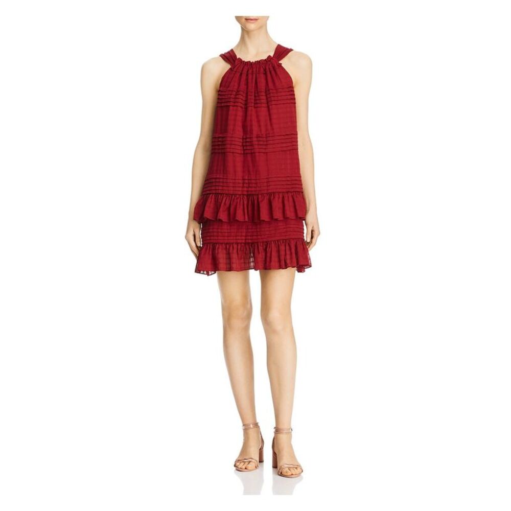 LA VIE BY REBECCA TAYLOR Womens Red Sleeveless Mini Evening Shift Dress XS